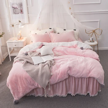 New Pink Gray Fleece Fabric Berber Fleece Girl Bedding Set Soft Velvet Flannel Duvet Cover Bed Skirt Bed sheet/Linen Pillowcases 
New Pink Gray Fleece Fabric Berber Fleece Girl Bedding Set Soft Velvet Flannel Duvet Cover Bed Skirt Bed sheet/Linen Pillowcases