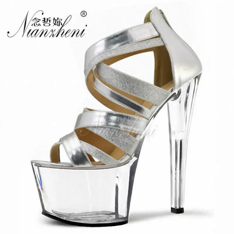 17cm Womens Fashion Clear Platform Ankle Strap Sandals Wedding Party Crystal Silver Glitter Shoes 7 Inch Sexy Evening High Heels
17cm Womens Fashion Clear Platform Ankle Strap Sandals Wedding Party Crystal Silver Glitter Shoes 7 Inch Sexy Evening High Heels