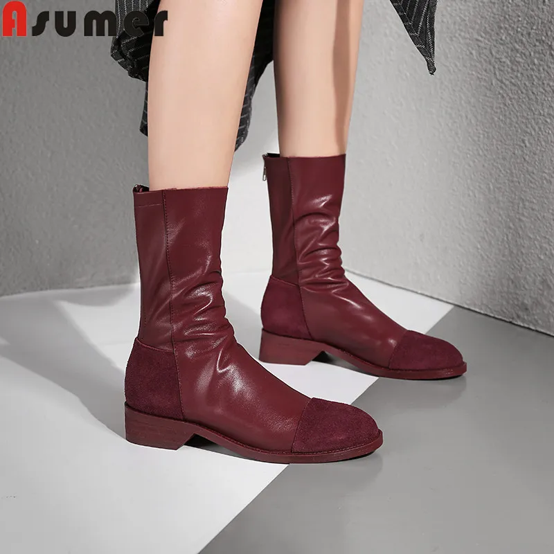 ASUMER 2020 new genuine leather boots women round toe zip square low heels ladies shoes simple women ankle boots
ASUMER 2020 new genuine leather boots women round toe zip square low heels ladies shoes simple women ankle boots