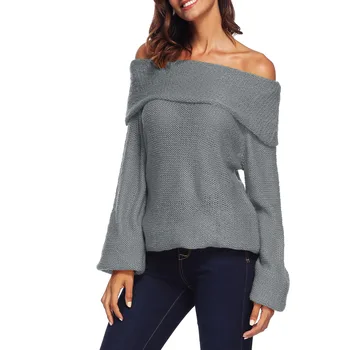 2018 Women Sweaters Fashion Autumn Winter Sexy Slash Neck Casual Knitted Pullovers Hot Long Sleeve Female Solid Yellow Jumpers
2018 Women Sweaters Fashion Autumn Winter Sexy Slash Neck Casual Knitted Pullovers Hot Long Sleeve Female Solid Yellow Jumpers