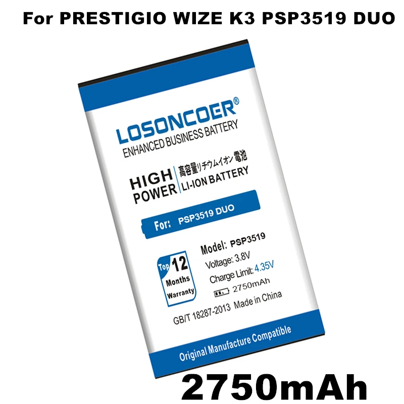 LOSONCOER 2750mAh PSP3519 DUO Batteries For Prestigio Wize K3 3519 PSP 3519 Phone Battery+Quick Arrive
LOSONCOER 2750mAh PSP3519 DUO Batteries For Prestigio Wize K3 3519 PSP 3519 Phone Battery+Quick Arrive