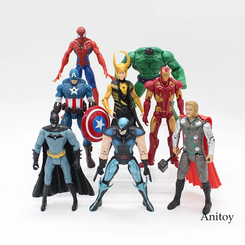 Super heros Iron Man Thor Loki Spiderman Batman Hulk Captain America Wolverine PVC Action Figures Toys 8pcs/set KT3872
Super heros Iron Man Thor Loki Spiderman Batman Hulk Captain America Wolverine PVC Action Figures Toys 8pcs/set KT3872