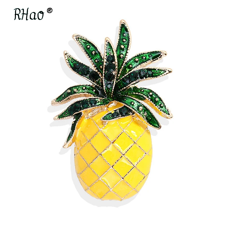 

RHao Vivid Fruit pineapple brooches for women's men's suit corsage girls yellow enamel pineapple brooch pins hijab pins jewelry