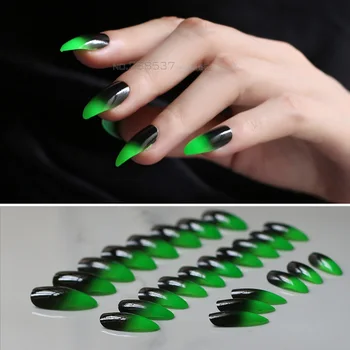 Stiletto false nails Black green gradient 24pcs purple shiny nails white point gray Cool color with Stickers fake nail blue pink
Stiletto false nails Black green gradient 24pcs purple shiny nails white point gray Cool color with Stickers fake nail blue pink