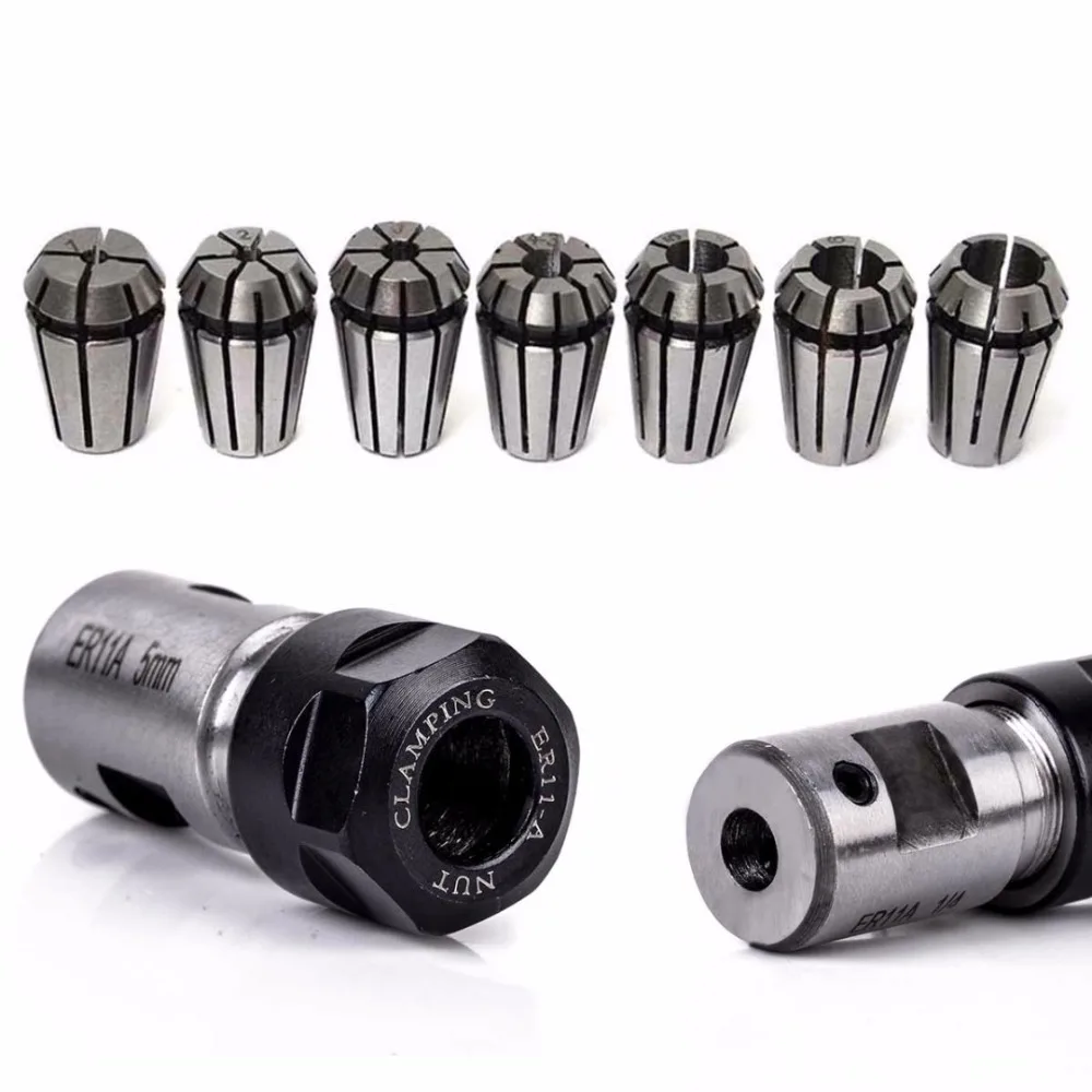 Brand New 7pcs High Carbon Steel ER11 Spring Collet 1/2/3/4/5/6/7mm with 5mm ER11A Extension Rod Motor Shaft Holder CNC Tool
Brand New 7pcs High Carbon Steel ER11 Spring Collet 1/2/3/4/5/6/7mm with 5mm ER11A Extension Rod Motor Shaft Holder CNC Tool
