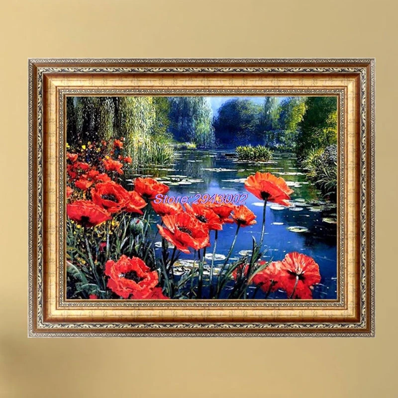 2017 New DIY 5D Diamond Embroidery Painting Lake Flower Cross Stitch Home Decor Craft MAR23 | Дом и сад