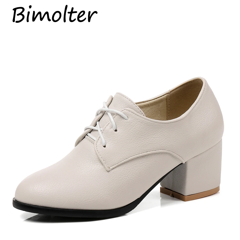 Bimolter/Женские Модные Винтажные туфли-лодочки Туфли-оксфорды из мягкой кожи в