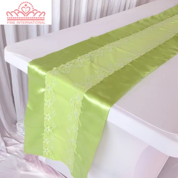 apple green lace table runner ,double-side satin runner for wedding,party,banquet,hotel
apple green lace table runner ,double-side satin runner for wedding,party,banquet,hotel