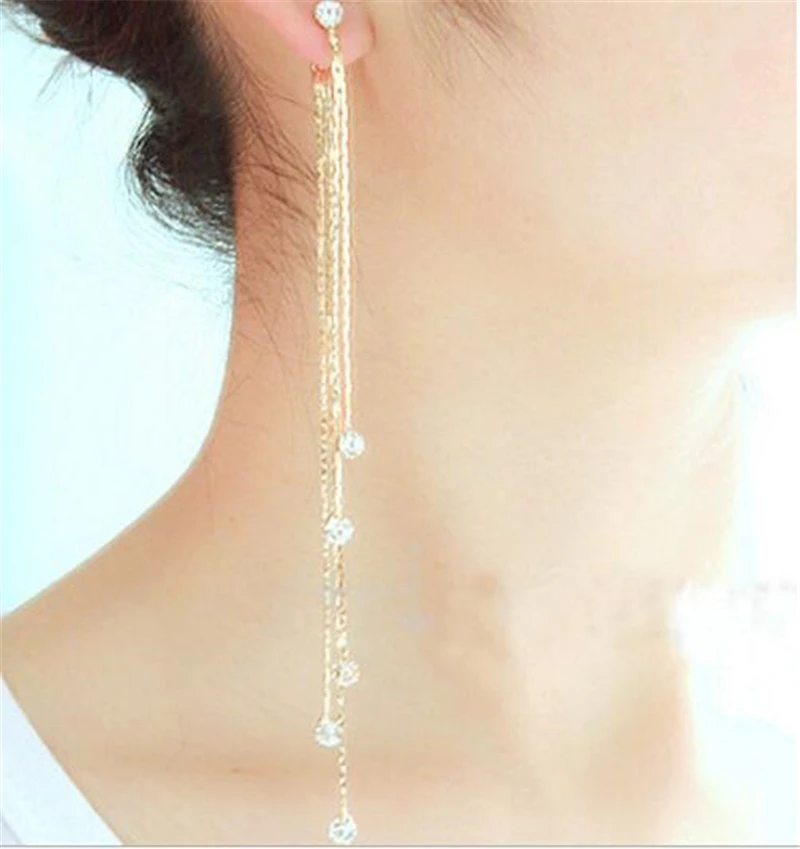 RONGQING 2016 New Fashion 2 Sided Tiny Crystal Pendant Tassel Earrings Front and Back Multi-layer Tassels Earrings for Women
RONGQING 2016 New Fashion 2 Sided Tiny Crystal Pendant Tassel Earrings Front and Back Multi-layer Tassels Earrings for Women