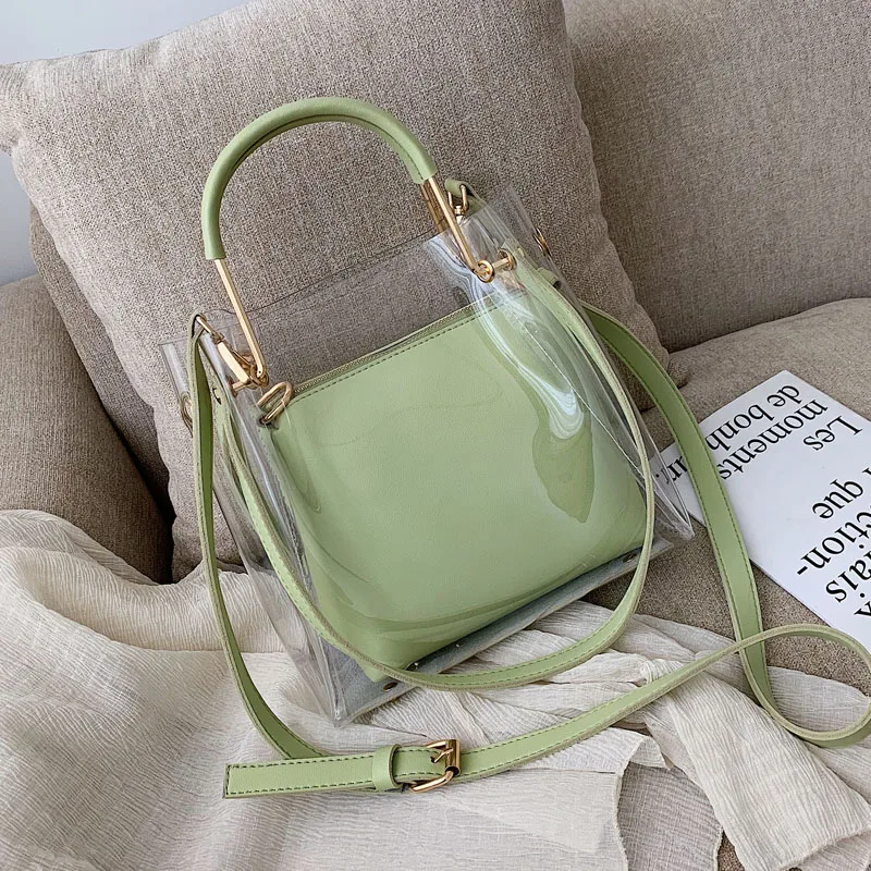 Summer Korean version of the large-capacity wild transparent bag female 2019 new portable slung jelly bucket bag
Summer Korean version of the large-capacity wild transparent bag female 2019 new portable slung jelly bucket bag