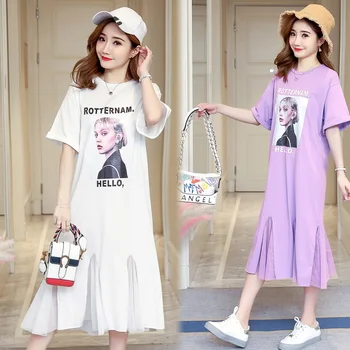 2019 Korean fashion cotton large size pregnant women long section T dress new summer short sleeve loose pregnancy skirt
2019 Korean fashion cotton large size pregnant women long section T dress new summer short sleeve loose pregnancy skirt