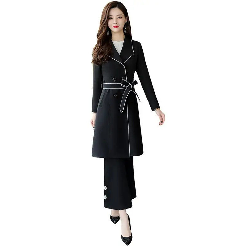 Women 2019 Pants Suit Female Classic Double Breasted Sashes Long Trench Coat + Trousers 2 Piece Set Ladies Elegant Chic Set J177
Women 2019 Pants Suit Female Classic Double Breasted Sashes Long Trench Coat + Trousers 2 Piece Set Ladies Elegant Chic Set J177