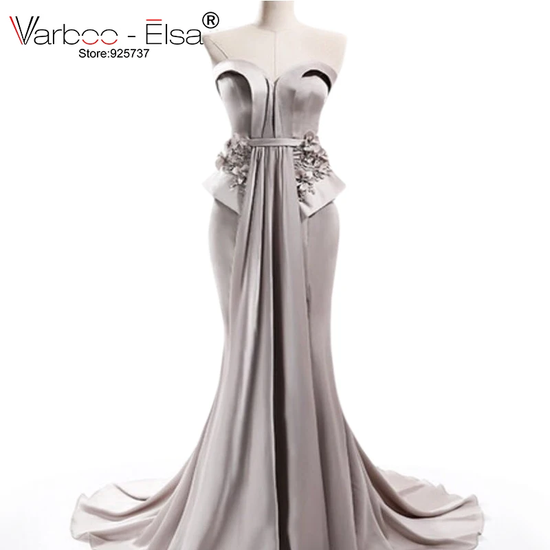 VARBOO_ELSA 2017 Mermaid Evening Dresses Sweetheart Sleeveless Sweep Train Satin Prom Dress silver Party Evening Custom Made
VARBOO_ELSA 2017 Mermaid Evening Dresses Sweetheart Sleeveless Sweep Train Satin Prom Dress silver Party Evening Custom Made