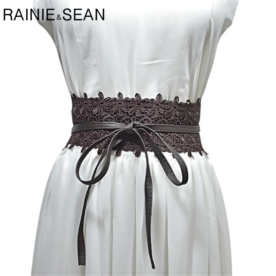 RAINIE SEAN Lace Belts For Women Elastic Wide Belt Corset Self Tie Female Wedding Dress Waistband Ladies Coffee Cummerbunds
RAINIE SEAN Lace Belts For Women Elastic Wide Belt Corset Self Tie Female Wedding Dress Waistband Ladies Coffee Cummerbunds