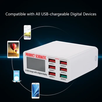 Quick Charge 3.0 6-Port 6A Multi Port USB Desktop Charger Adapter Hub USB Wall Charger Dock Station with LCD Display
Quick Charge 3.0 6-Port 6A Multi Port USB Desktop Charger Adapter Hub USB Wall Charger Dock Station with LCD Display