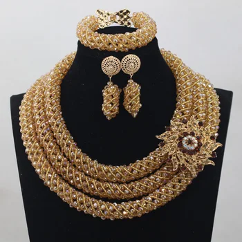 Duai African Gold Champagne Beads Jewelry Set 2017 New Handmade Crystal Necklace Earrings Bracelet Set Free Shipping WD833
Duai African Gold Champagne Beads Jewelry Set 2017 New Handmade Crystal Necklace Earrings Bracelet Set Free Shipping WD833