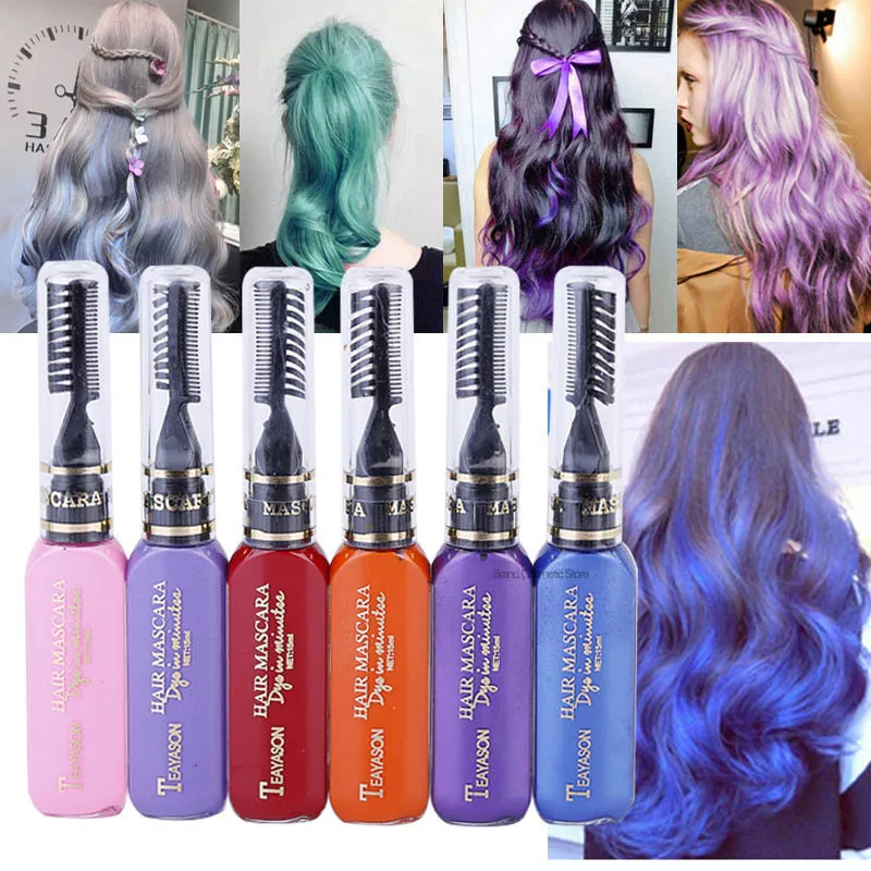 

Henna 13 Colors one-time Hair Color DIY Hair Chalk Dye Temporary Non-toxic Color Hair Wax Waterproof Mascara Mofajang Paint