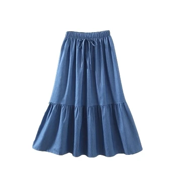 Makuluy New Chic Literary Women Thin Denim Elasticity high waist Pleated A Line solid color ladies Vintage Knee Length skirts QE
Makuluy New Chic Literary Women Thin Denim Elasticity high waist Pleated A Line solid color ladies Vintage Knee Length skirts QE