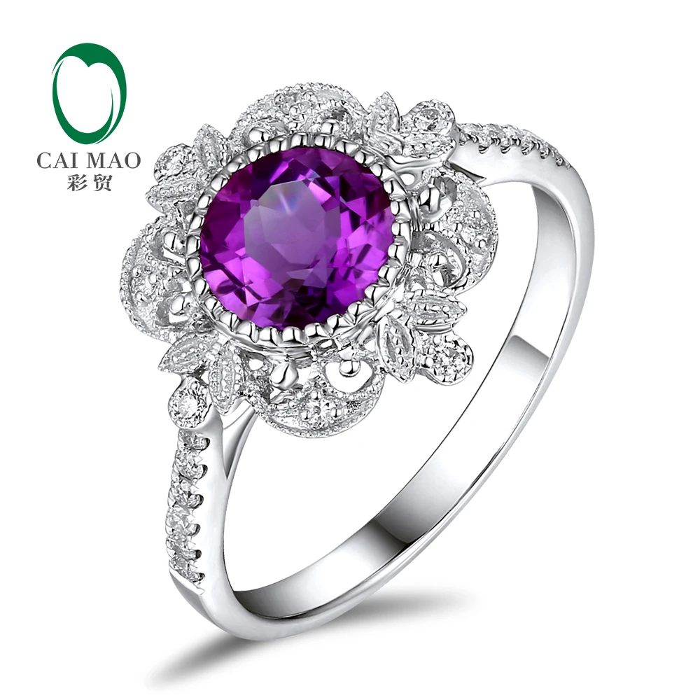 

Caimao Jewelry 1.25ct Amethyst 14kt Gold 0.15ct Natural Diamond Engagement Ring