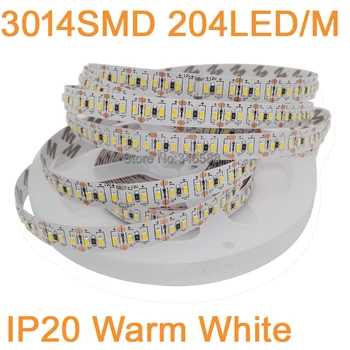 16.4FT/5M/Roll Super Bright 3014SMD 204led/m 1020LEDs DC12V Flexible LED Strip IP20 Non-Waterproof Warm White Color 12mm PCB 
16.4FT/5M/Roll Super Bright 3014SMD 204led/m 1020LEDs DC12V Flexible LED Strip IP20 Non-Waterproof Warm White Color 12mm PCB