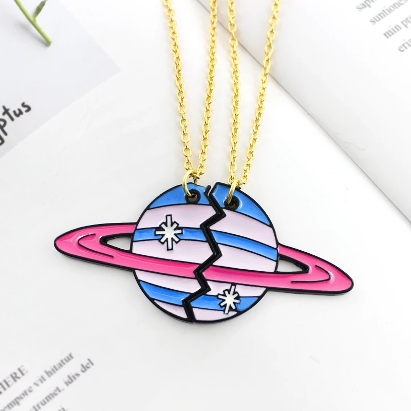 2019 Cartoon 2 pcs/set Planet Uranus Pendant Broken Planetary Star Necklace Couple BFF Best Friends jewely Gifts for 2 friends
2019 Cartoon 2 pcs/set Planet Uranus Pendant Broken Planetary Star Necklace Couple BFF Best Friends jewely Gifts for 2 friends