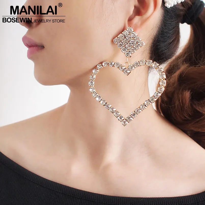 MANILAI Luxury Crystal Rhinestone Drop Dangle Earrings Heart Shape Big Earrings Women Wedding Bridal Earrings Accessories 2019
MANILAI Luxury Crystal Rhinestone Drop Dangle Earrings Heart Shape Big Earrings Women Wedding Bridal Earrings Accessories 2019