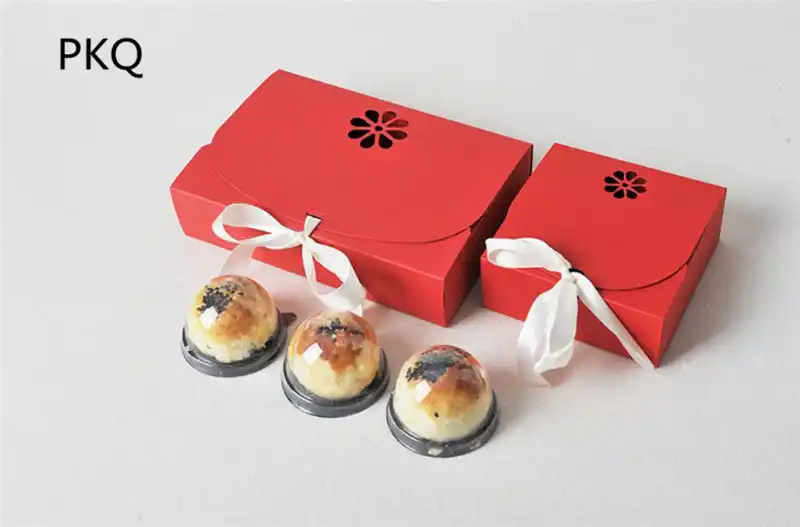 5*5cm large gift box packaging paper box with ribbon red brown