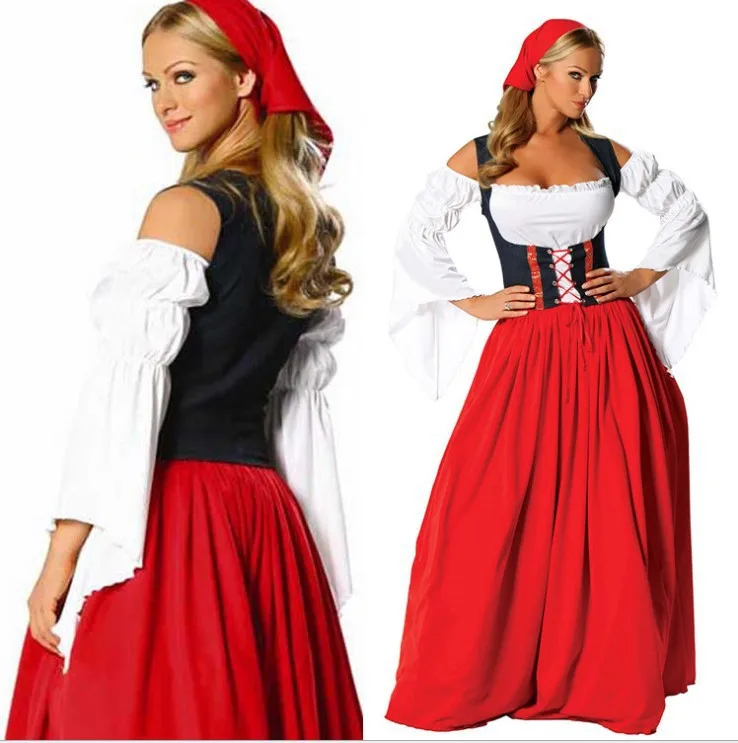 Women Germany Oktoberfest Costume Traditional Bavaria Beer Dirndl Outfit Wench Beer Maid Fantasia Fancy Dress Cosplay Haloween
Women Germany Oktoberfest Costume Traditional Bavaria Beer Dirndl Outfit Wench Beer Maid Fantasia Fancy Dress Cosplay Haloween