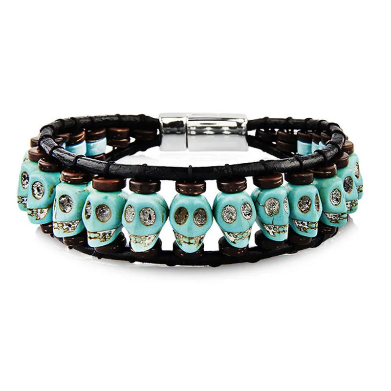 Boho Beaded Skull Wood Beads Turquoises Leather Wrap Bracelets Native American Style Men's Magnetic clasp Women Jewelry
Boho Beaded Skull Wood Beads Turquoises Leather Wrap Bracelets Native American Style Men's Magnetic clasp Women Jewelry