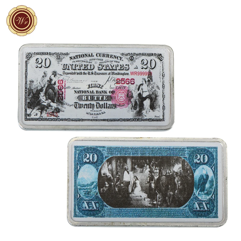 WR Holiday Gifts 1875 Year 20 Dollar Note Money Silver Bar Luxury 999.9 Silver Plated Metal Bars Souvenir Gifts Collections
WR Holiday Gifts 1875 Year 20 Dollar Note Money Silver Bar Luxury 999.9 Silver Plated Metal Bars Souvenir Gifts Collections