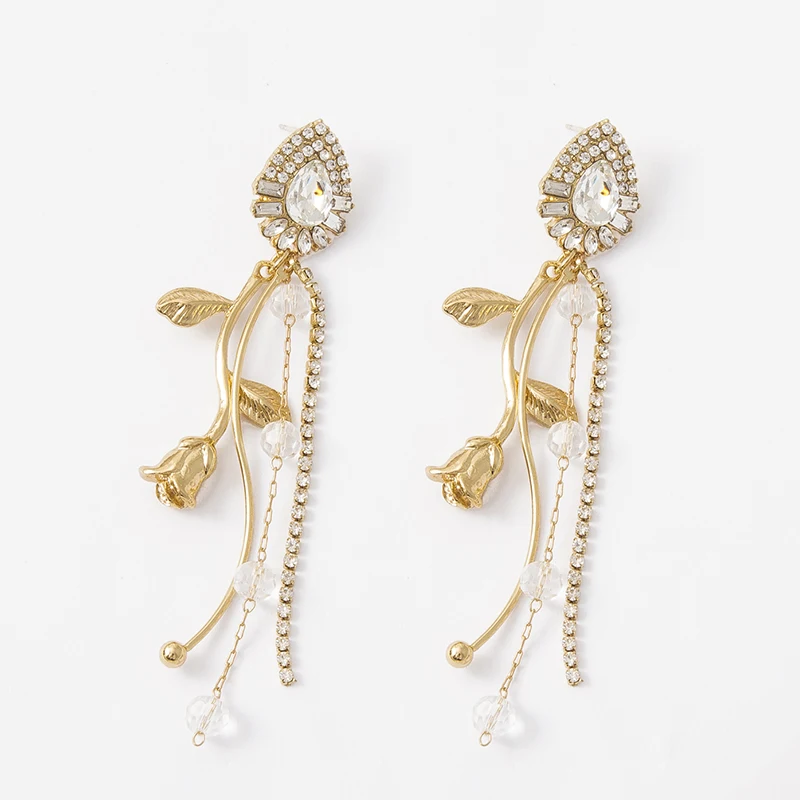 AE-CANFLY Fashion White Rhinestone Drop Earrings Metal Rose Flower Pendant Earrings New Long Chain Bead Tassel Earrings
AE-CANFLY Fashion White Rhinestone Drop Earrings Metal Rose Flower Pendant Earrings New Long Chain Bead Tassel Earrings