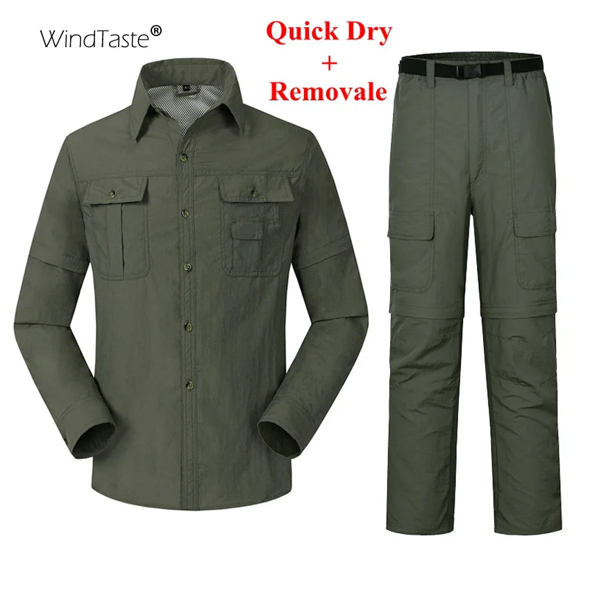 WindTaste Spring Summer Men Quick Dry Removable Breathable Hiking Pants Outdoor Shirts Sets Windproof UV Protect Clothing KA072
WindTaste Spring Summer Men Quick Dry Removable Breathable Hiking Pants Outdoor Shirts Sets Windproof UV Protect Clothing KA072