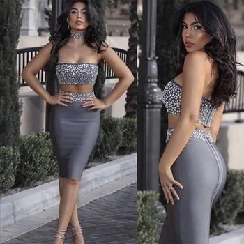 New Fashion Hot Sale Luxury Beading Bandage Midi 2 Piece Dress Choker Design Sexy Hourglass Figure Party Women Dress Wholesale
New Fashion Hot Sale Luxury Beading Bandage Midi 2 Piece Dress Choker Design Sexy Hourglass Figure Party Women Dress Wholesale