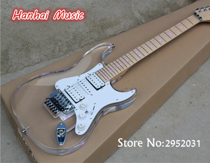 Free Shipping-Electric Guitar,Acrylic Transparent Body,Floyd Rose,24 Frets,Maple Fretboard and Body with LED Lights,can Custom
Free Shipping-Electric Guitar,Acrylic Transparent Body,Floyd Rose,24 Frets,Maple Fretboard and Body with LED Lights,can Custom