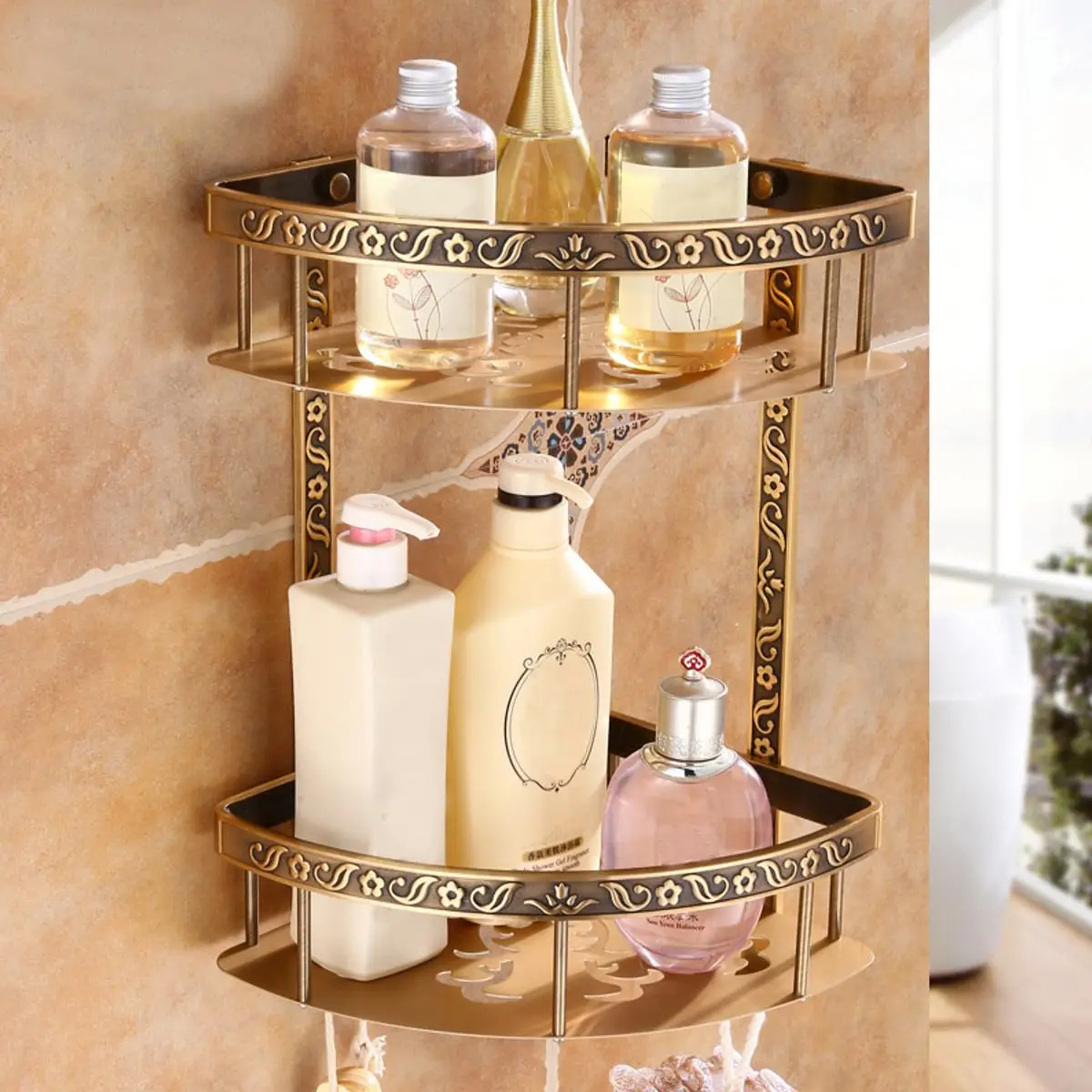 Antique Brushed Carved Nail Free Bathroom Shelves 2 Layer Shower Corner Shelf Wall Mount Shampoo Storage Shelf Fixture Bath
Antique Brushed Carved Nail Free Bathroom Shelves 2 Layer Shower Corner Shelf Wall Mount Shampoo Storage Shelf Fixture Bath