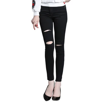 High Waist Skinny Fashion Jeans for Women Hole Vintage Girls Slim Ripped Black Denim Pencil Pants
High Waist Skinny Fashion Jeans for Women Hole Vintage Girls Slim Ripped Black Denim Pencil Pants