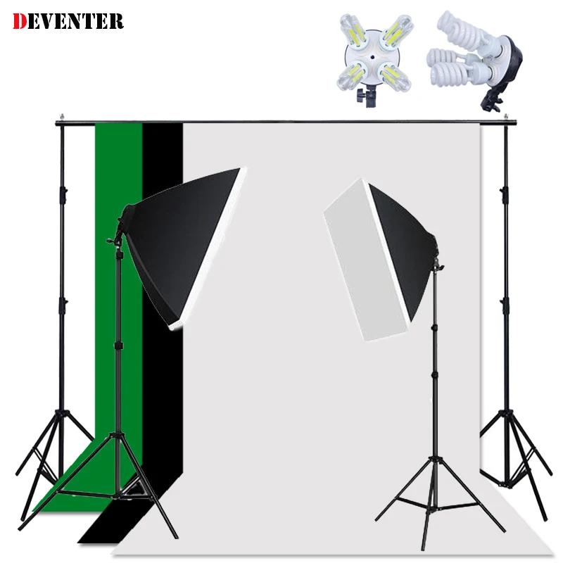 8PCS lamp bulb Photographic Studio kit Softbox Lighting Photo equipment and 2X3M Background Stand and 3X 1.6X3M Background cloth
8PCS lamp bulb Photographic Studio kit Softbox Lighting Photo equipment and 2X3M Background Stand and 3X 1.6X3M Background cloth