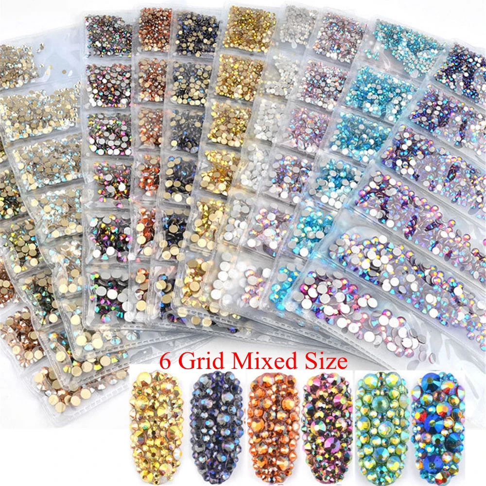 Glitter Flatback Nail Rhinestones 6 Grids Mixed Sizes 3D Diamond Decor Nail Decorations AB Crystals Gems Manicure Stone
Glitter Flatback Nail Rhinestones 6 Grids Mixed Sizes 3D Diamond Decor Nail Decorations AB Crystals Gems Manicure Stone