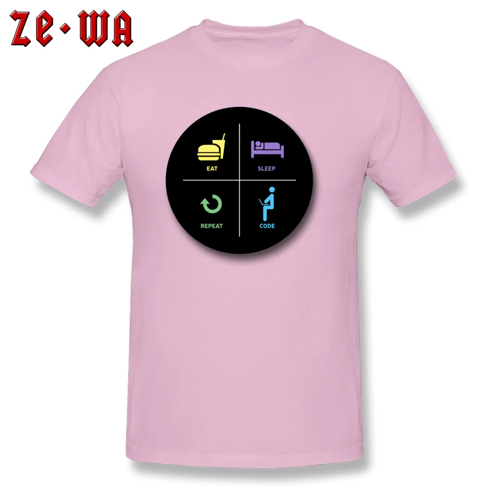 New Design eat sleep code repeat Custom T-Shirt O-Neck Pure Cotton Youth T Shirt Short Sleeve ostern Day Custom Tee Shirts eat sleep code repeat pink
