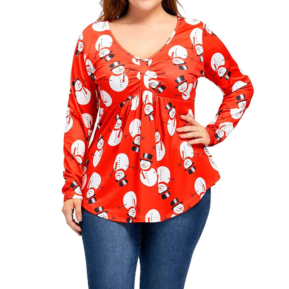 New Fashion womens blouse Women Plus Size O-Neck Christmas Snowman Ruched Plus Size ladies shirt Tops Blouse chemise femme
New Fashion womens blouse Women Plus Size O-Neck Christmas Snowman Ruched Plus Size ladies shirt Tops Blouse chemise femme