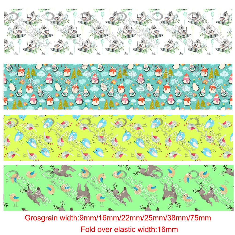 Custom cartoon elk penguin raccoon bird printed polyester ribbon 50 yards DIY handmade materials wedding gift wrap ribbons
Custom cartoon elk penguin raccoon bird printed polyester ribbon 50 yards DIY handmade materials wedding gift wrap ribbons