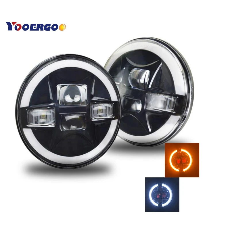 2018 New Design Star-Style 7" Headlights with White DRL & Amber Turn Signals LED rings for Wrangler JK JKU CJ TJ LJ Hummer H1
2018 New Design Star-Style 7" Headlights with White DRL & Amber Turn Signals LED rings for Wrangler JK JKU CJ TJ LJ Hummer H1