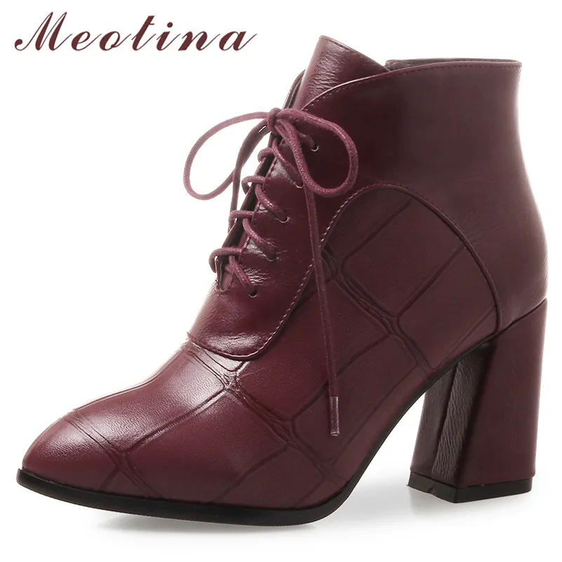 Meotina Women Shoes Winter Ankle Boots Zipper Chunky Heels Short Boots Lace Up Super High Heel Shoes Female Autumn Big Size 3-10
Meotina Women Shoes Winter Ankle Boots Zipper Chunky Heels Short Boots Lace Up Super High Heel Shoes Female Autumn Big Size 3-10