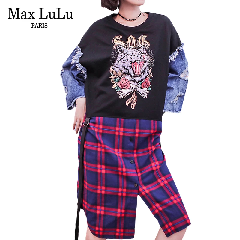 Max LuLu Autumn Fashion Korean Girls Plaid Streetwear Womens Punk Denim Dresses Off Shoulder Holes Vestidos Ladies Sexy Clothes
Max LuLu Autumn Fashion Korean Girls Plaid Streetwear Womens Punk Denim Dresses Off Shoulder Holes Vestidos Ladies Sexy Clothes