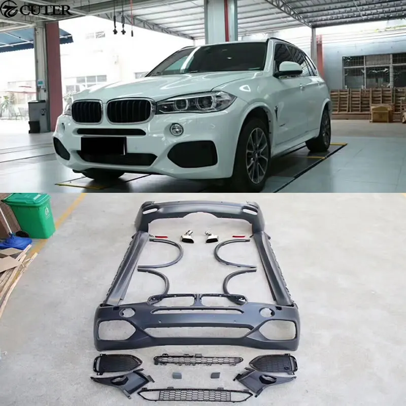 

F15 X5 Car body kit FRP Unpainted front Rear bumper Round eyebrows Side skirts for BMW F15 X5 M-TECH style 2015