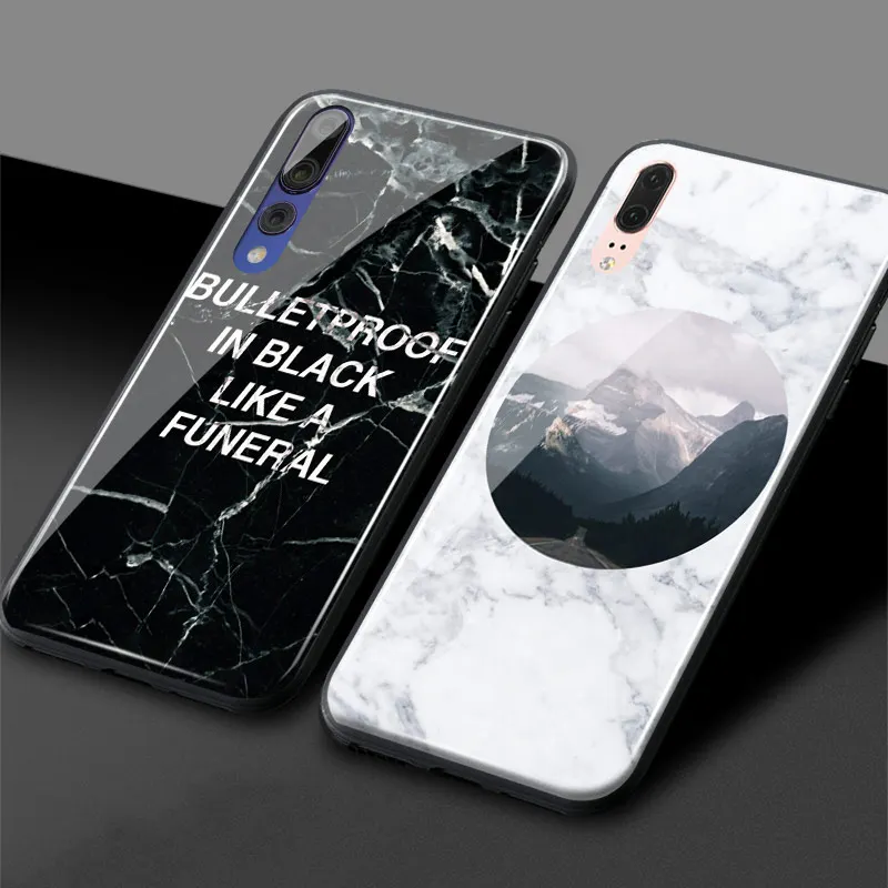 Marble Jade texture Glass Soft Silicone Phone Case For Huawei Honor 8x V 9 10 Nova 3i Mate 20 P20 P30 lite Pro | Мобильные телефоны