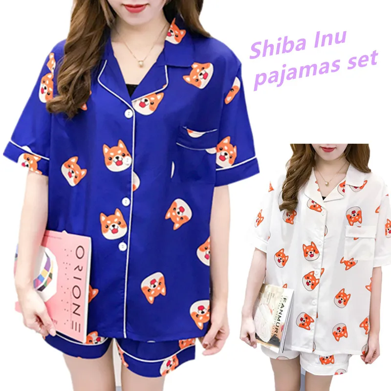 Women Pajama Set Summer Cartoon Harajuku Shiba Inu Printed Kawaii Pyjamas Korean Japanese Anime Dog Pijama Mujer Silk Sleeepwear
Women Pajama Set Summer Cartoon Harajuku Shiba Inu Printed Kawaii Pyjamas Korean Japanese Anime Dog Pijama Mujer Silk Sleeepwear