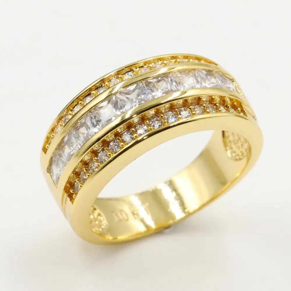 Size 8-12 Men's Fashion Jewelry 10KT Gold Fill Princess White Clear 5A Cubic Zirconia High Quality Wedding Band Ring for Male
Size 8-12 Men's Fashion Jewelry 10KT Gold Fill Princess White Clear 5A Cubic Zirconia High Quality Wedding Band Ring for Male