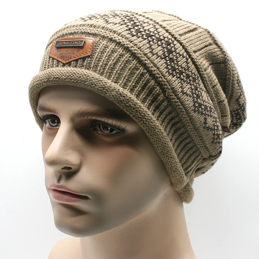 Теплая зимняя мужская шапка bonnet homme hiver de marque вязаная однотонная touca gorro 2015|knitted winter