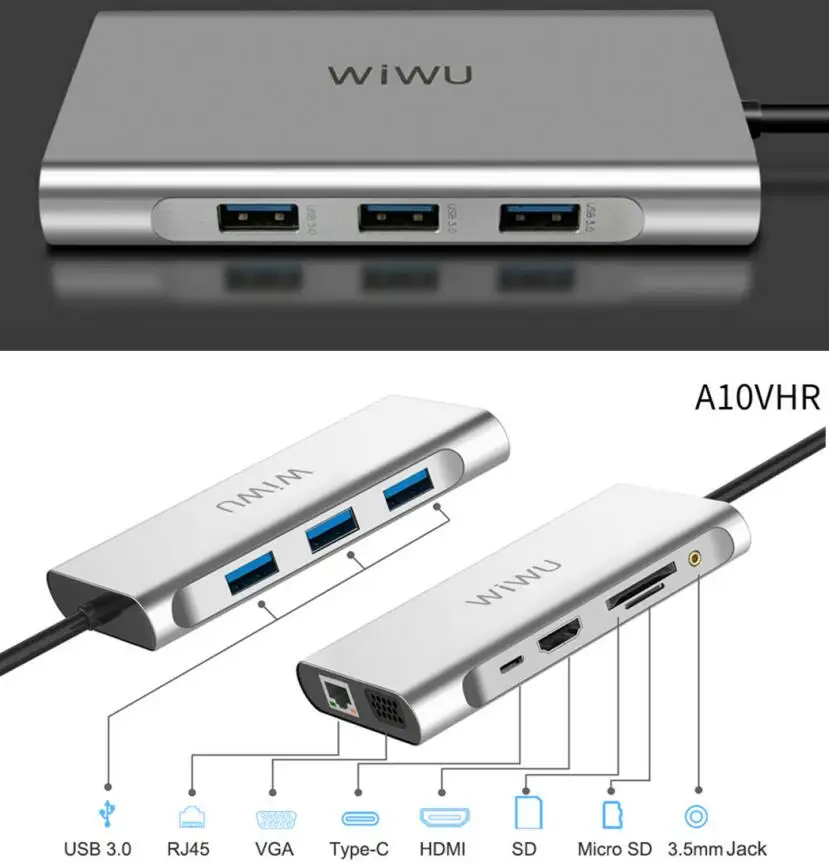 WIWU 10 in 1 Hub for MacBook USB C to HDMI/VGA/RJ45 Thunderbolt 3 Adapter for Dell/Samsung/Huawei P20 Pro Type-c USB 3.0 Hub
WIWU 10 in 1 Hub for MacBook USB C to HDMI/VGA/RJ45 Thunderbolt 3 Adapter for Dell/Samsung/Huawei P20 Pro Type-c USB 3.0 Hub